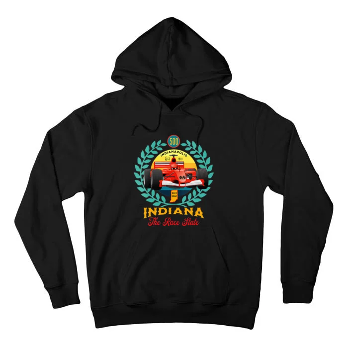 500 Indianapolis Indiana The Race State Checkered Flag Tall Hoodie