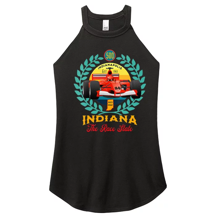 500 Indianapolis Indiana The Race State Checkered Flag Women’s Perfect Tri Rocker Tank