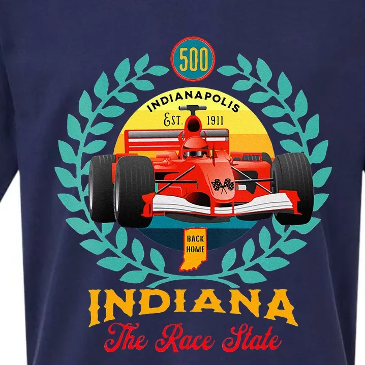 500 Indianapolis Indiana The Race State Checkered Flag Sueded Cloud Jersey T-Shirt