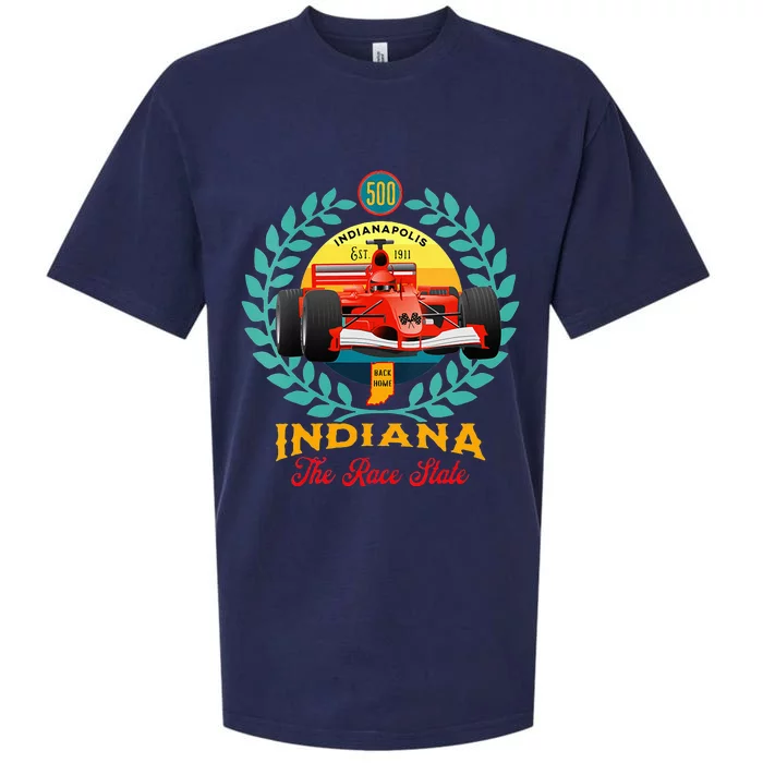 500 Indianapolis Indiana The Race State Checkered Flag Sueded Cloud Jersey T-Shirt