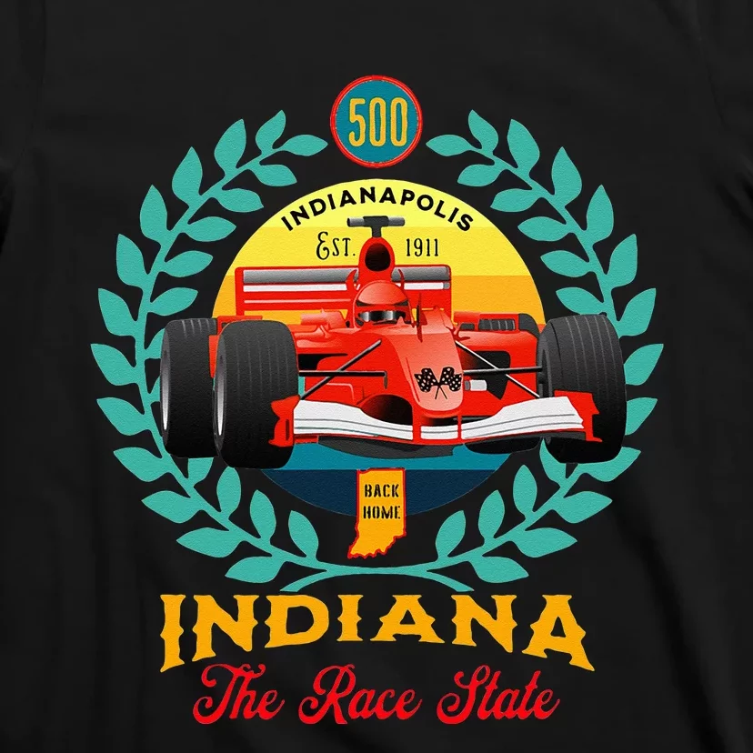 500 Indianapolis Indiana The Race State Checkered Flag T-Shirt