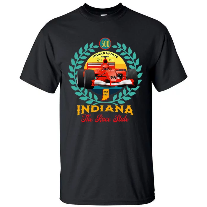 500 Indianapolis Indiana The Race State Checkered Flag Tall T-Shirt