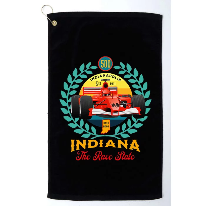 500 Indianapolis Indiana The Race State Checkered Flag Platinum Collection Golf Towel