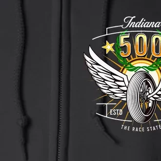 500 Indianapolis Indiana The Race State Winged Tyre Winners Full Zip Hoodie