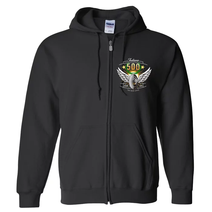 500 Indianapolis Indiana The Race State Winged Tyre Winners Full Zip Hoodie