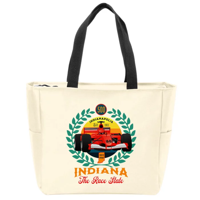 500 Indianapolis Indiana The Race State Checkered Flag Zip Tote Bag