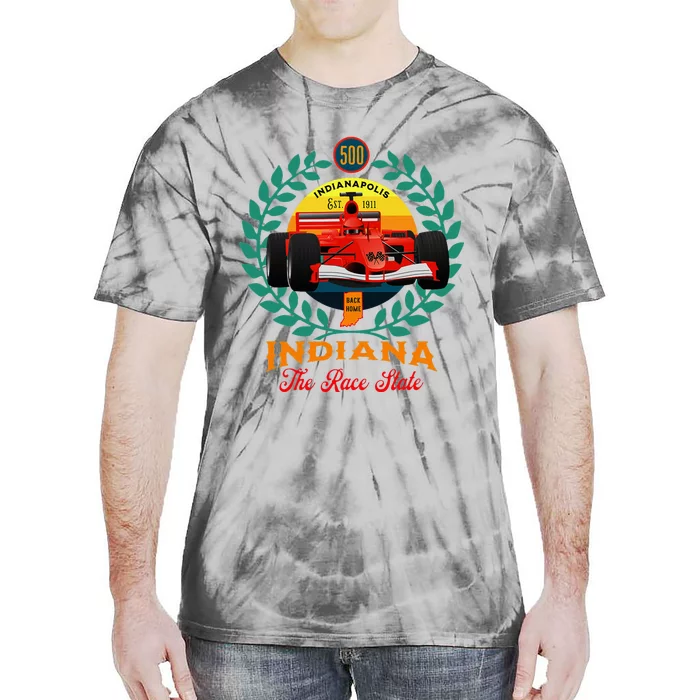 500 Indianapolis Indiana The Race State Checkered Flag Tie-Dye T-Shirt