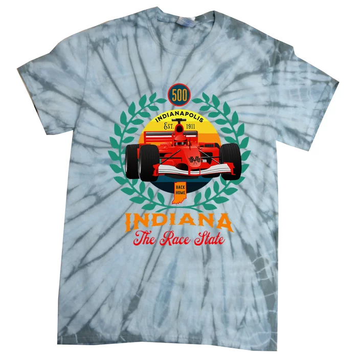 500 Indianapolis Indiana The Race State Checkered Flag Tie-Dye T-Shirt