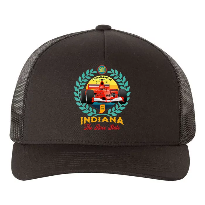 500 Indianapolis Indiana The Race State Checkered Flag Yupoong Adult 5-Panel Trucker Hat