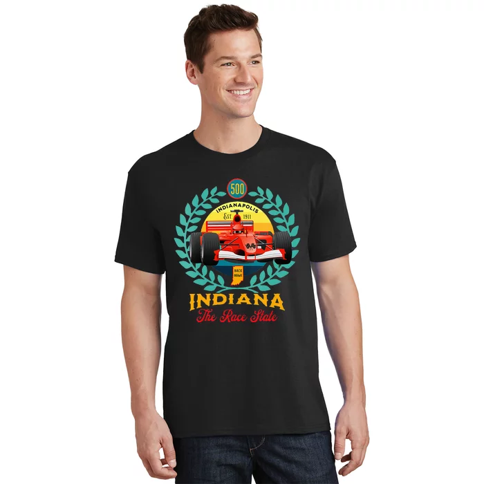 500 Indianapolis Indiana The Race State Checkered Flag T-Shirt