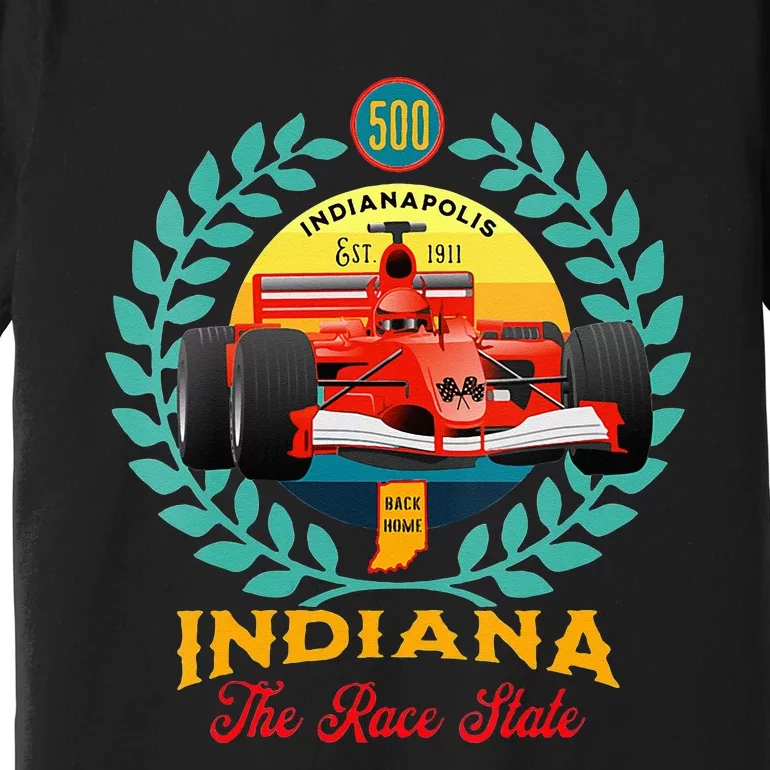 500 Indianapolis Indiana The Race State Checkered Flag Premium T-Shirt