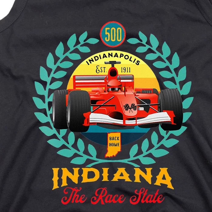 500 Indianapolis Indiana The Race State Checkered Flag Tank Top