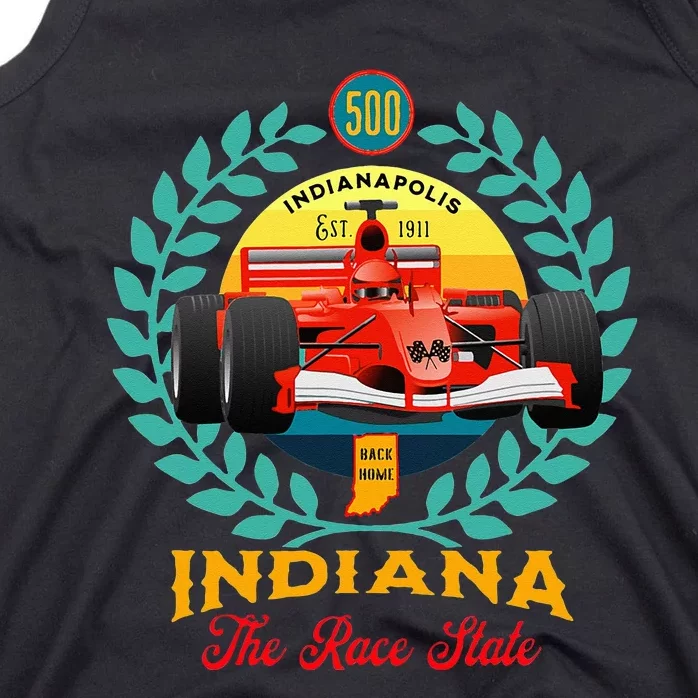 500 Indianapolis Indiana The Race State Checkered Flag Tank Top