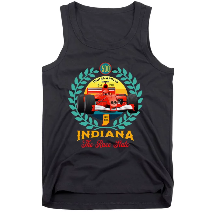 500 Indianapolis Indiana The Race State Checkered Flag Tank Top