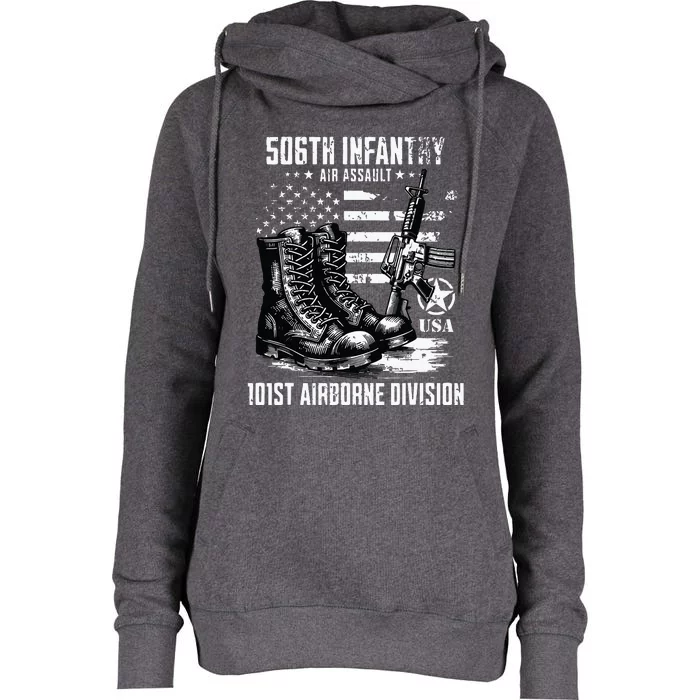 506th Infantry Regiment 101st Airborne Division Veteran Womens Funnel Neck Pullover Hood