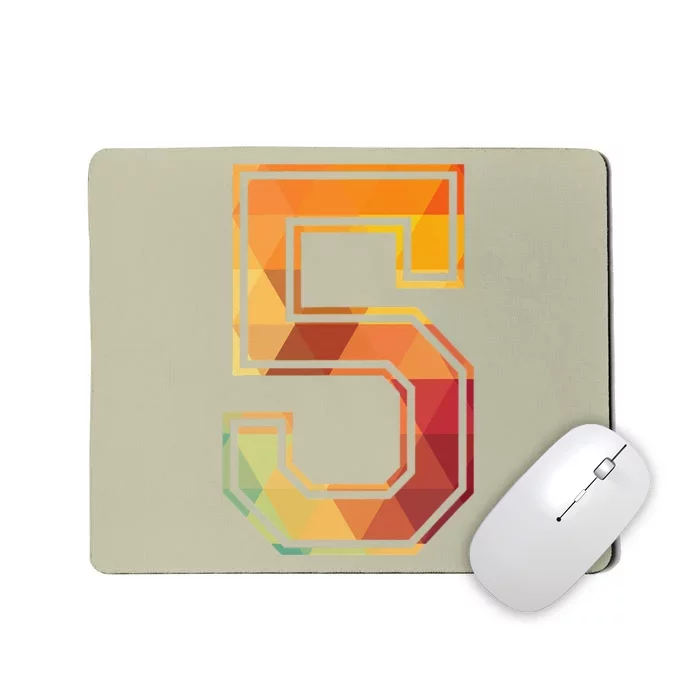 5 Lucky Number Sports Team Low Poly Year Age 5th Birthday Mousepad