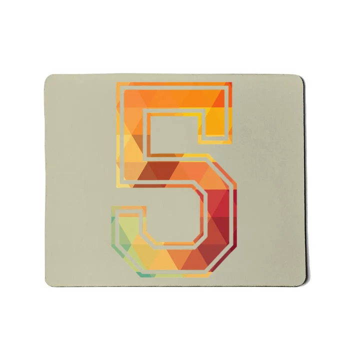 5 Lucky Number Sports Team Low Poly Year Age 5th Birthday Mousepad