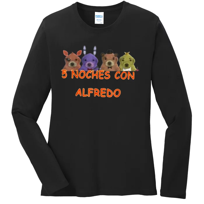 5 Noches Con Alfredo Funny Meme Ladies Long Sleeve Shirt