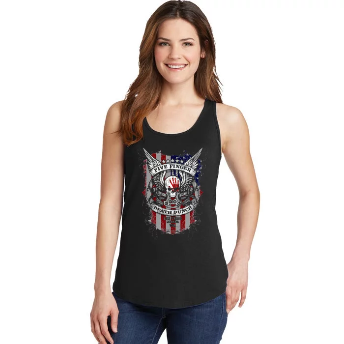 5fdp No Regrets Stars & Stripes American Flag Ladies Essential Tank