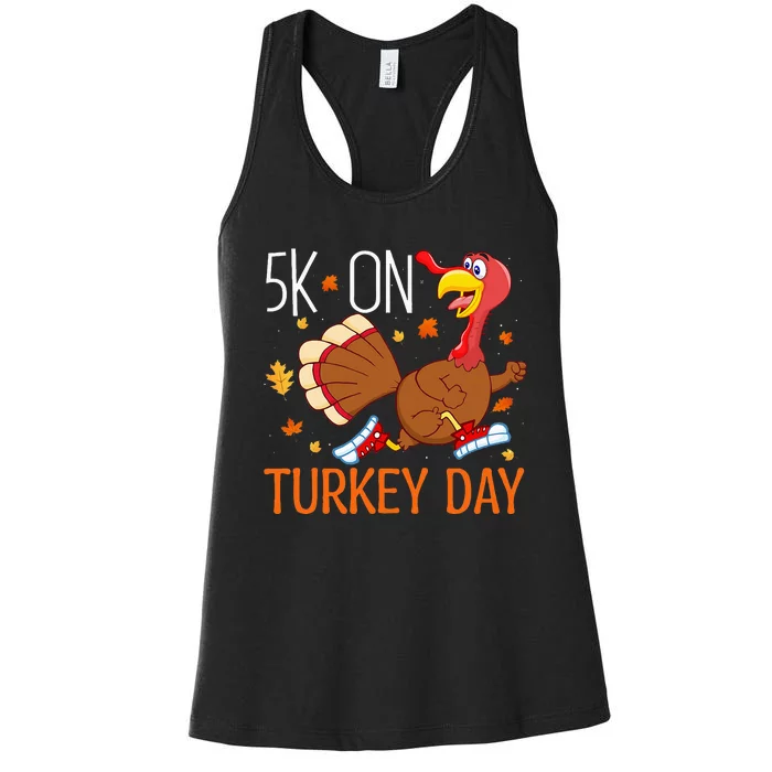 5k On Turkey Day Race Thanksgiving Women's Racerback Tank