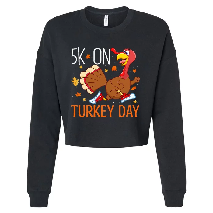 5k On Turkey Day Race Thanksgiving Cropped Pullover Crew