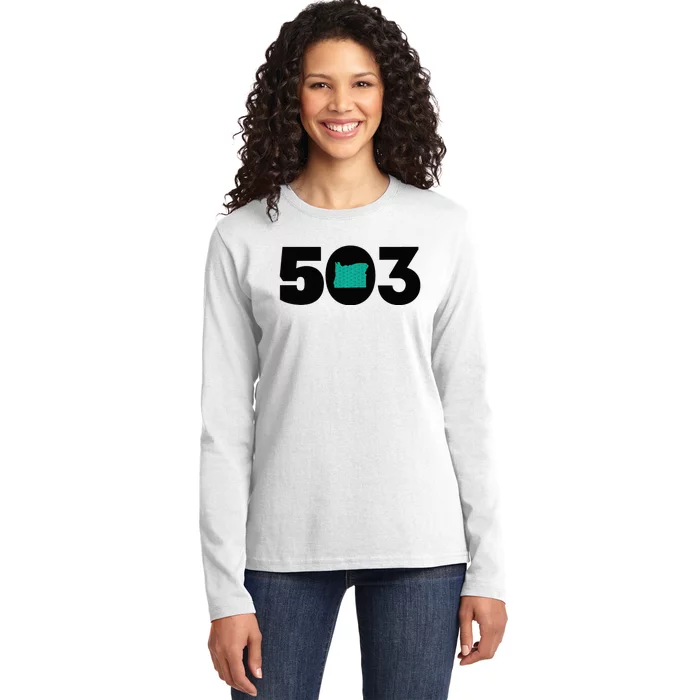 503 PDX Carpet Oregon Outline Premium Ladies Long Sleeve Shirt