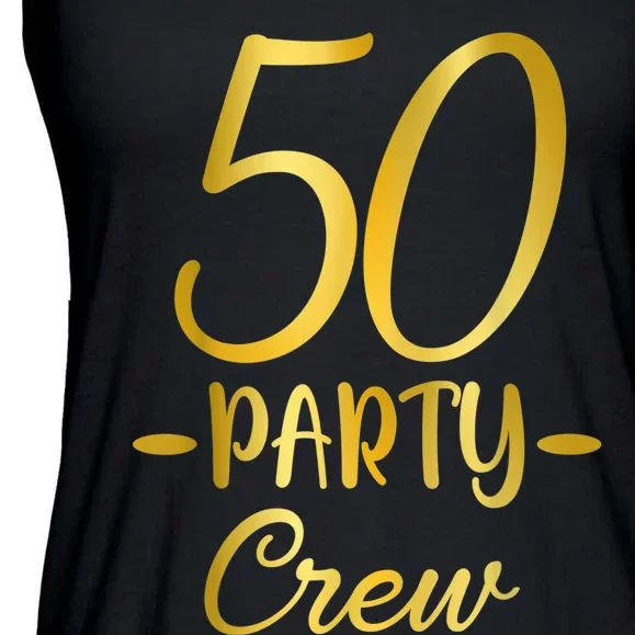 50 Party Crew 50th Birthday Group Friends Drinking Beers Ladies Essential Flowy Tank