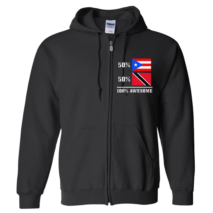 50 Puerto Rico 50 Trinidad & Tobago Puerto Rican Flag Full Zip Hoodie