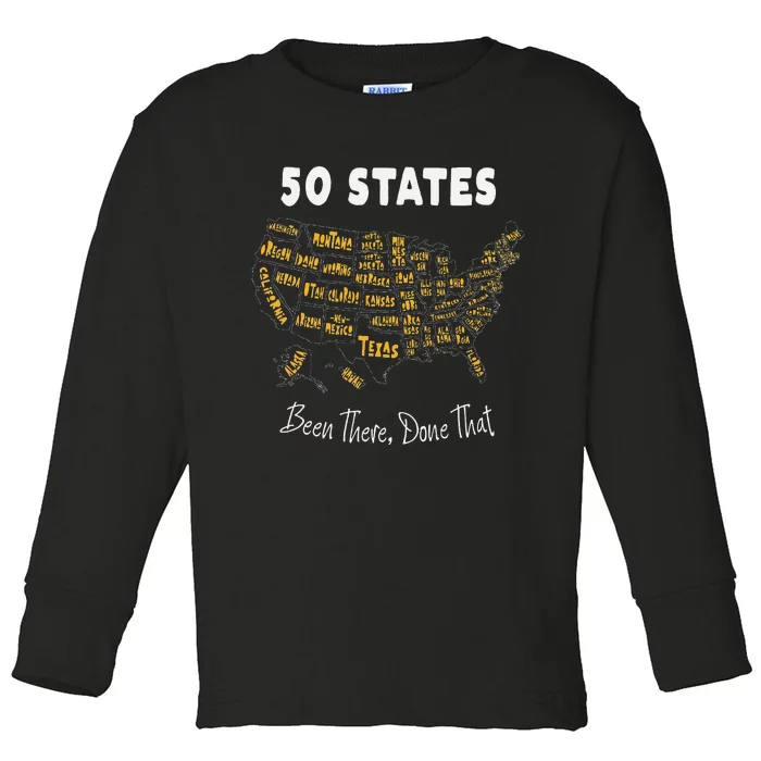 50 States Been There Done That Souvenir Toddler Long Sleeve Shirt