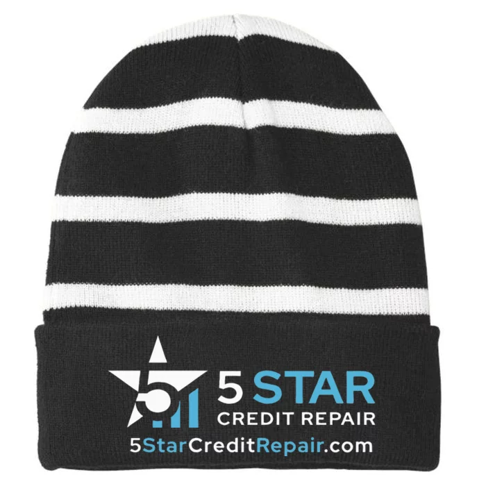 5 Star Credit Repair Striped Beanie with Solid Band