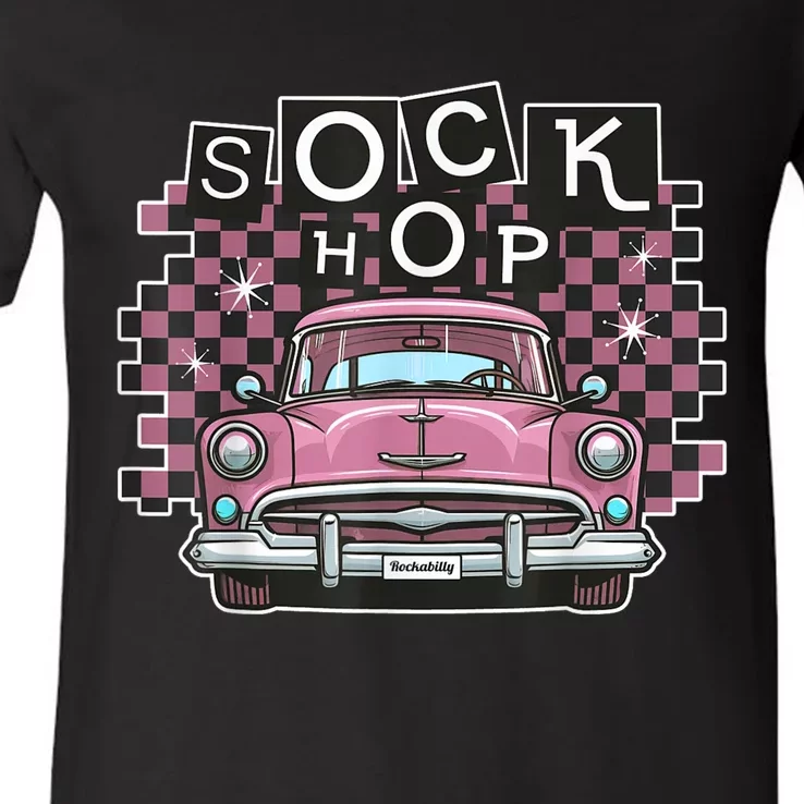 50s Sock Hop Dance Part Retro 1950s Party Doo Wop Rockabilly V-Neck T-Shirt