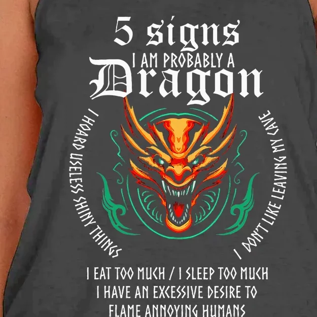 5 Signs IM Probably A Dragon Women's Knotted Racerback Tank