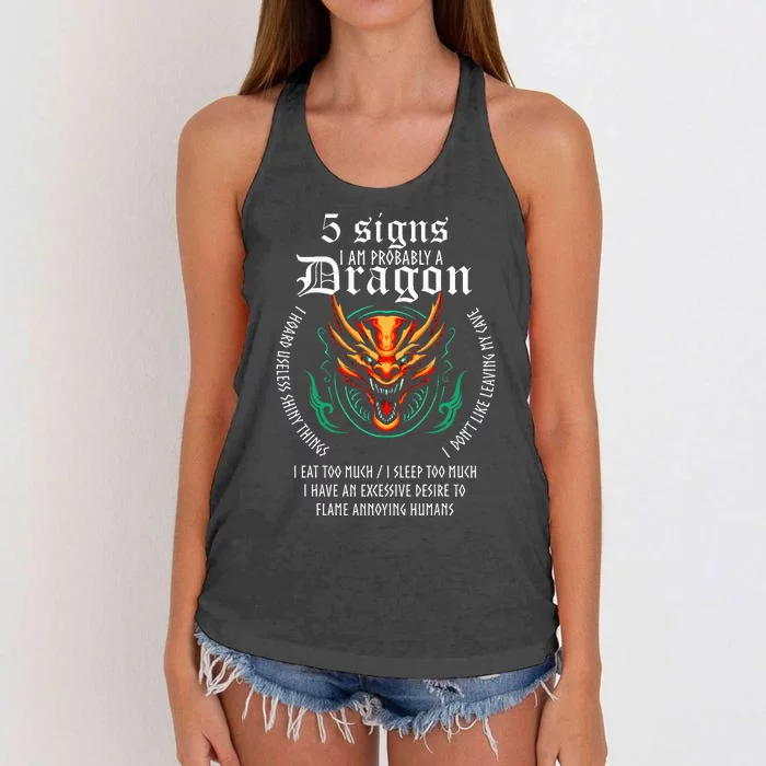 5 Signs IM Probably A Dragon Women's Knotted Racerback Tank