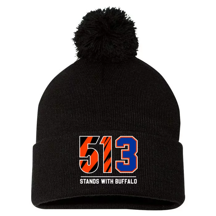 513 Stands With Buffalo Love For 3 Pray For Damar Pom Pom 12in Knit Beanie