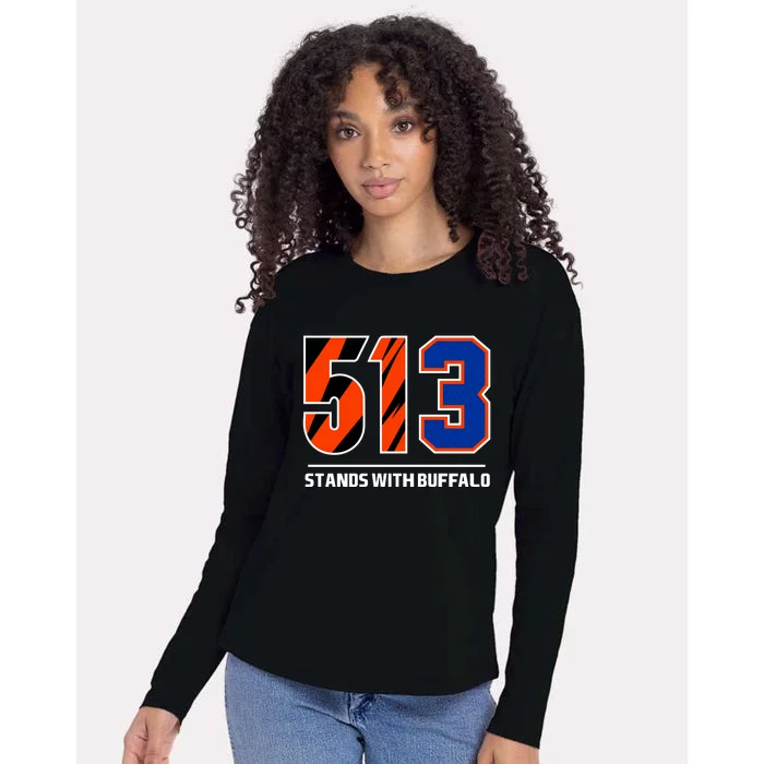 513 Stands With Buffalo Womens Cotton Relaxed Long Sleeve T-Shirt