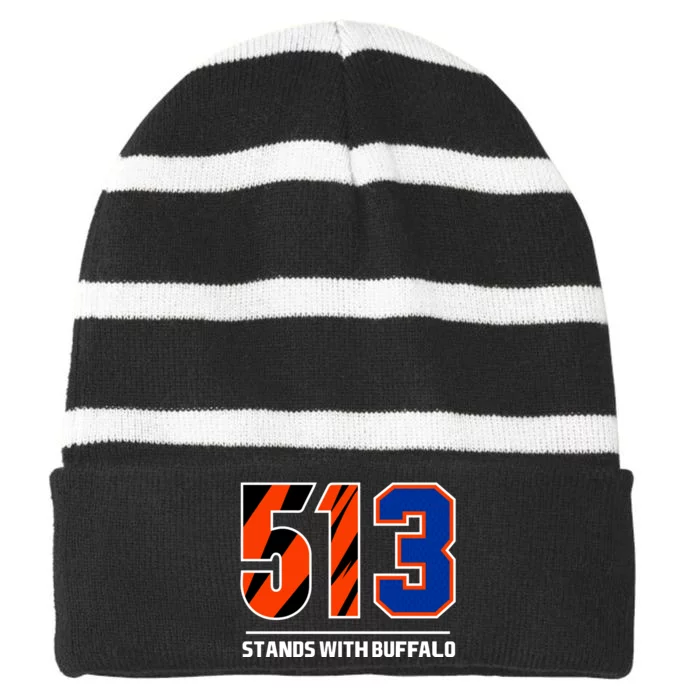 513 Stands With Buffalo Striped Beanie with Solid Band