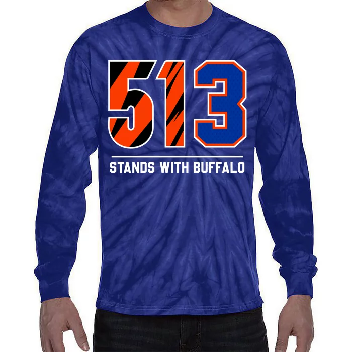 513 Stands With Buffalo Love For 3 Pray For Damar Tie-Dye Long Sleeve Shirt