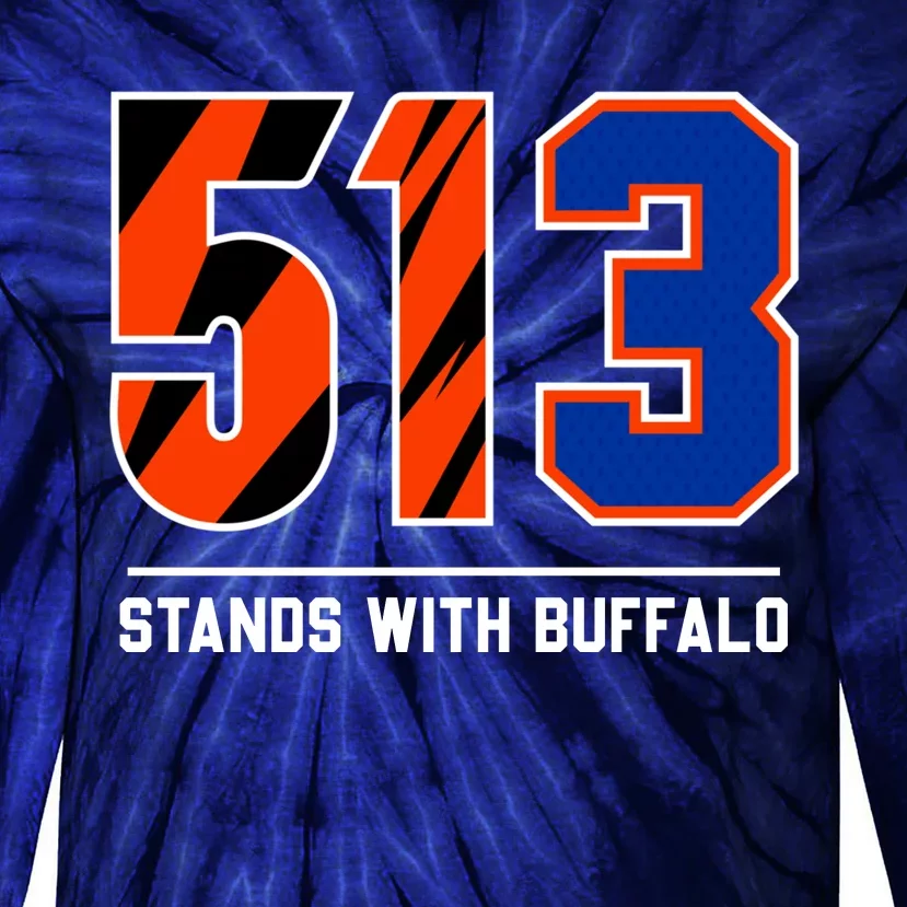 513 Stands With Buffalo Love For 3 Pray For Damar Tie-Dye Long Sleeve Shirt