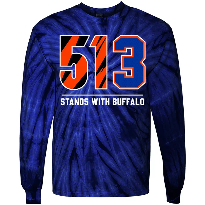 513 Stands With Buffalo Love For 3 Pray For Damar Tie-Dye Long Sleeve Shirt