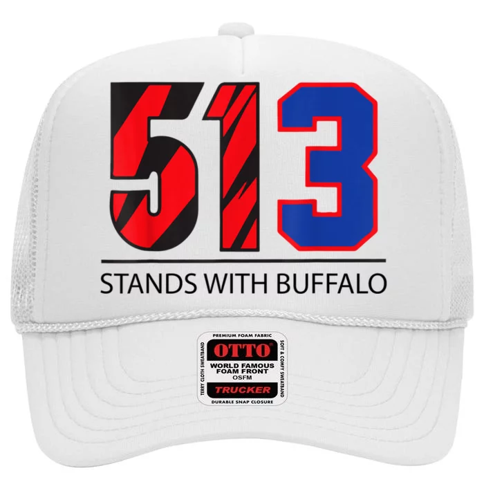 513 Stands With Buffalo Pray For Damar 3 Buffalo Love For 3 We Are With You High Crown Mesh Trucker Hat