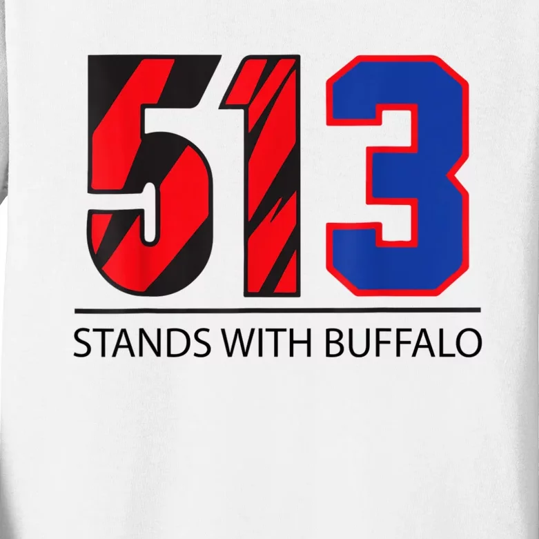 513 Stands With Buffalo Pray For Damar 3 Buffalo Love For 3 We Are With You Kids Long Sleeve Shirt