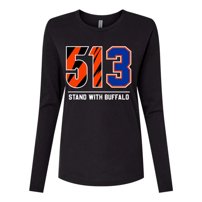 513 Stand With Buffalo Love For 3 Pray For Damar Womens Cotton Relaxed Long Sleeve T-Shirt