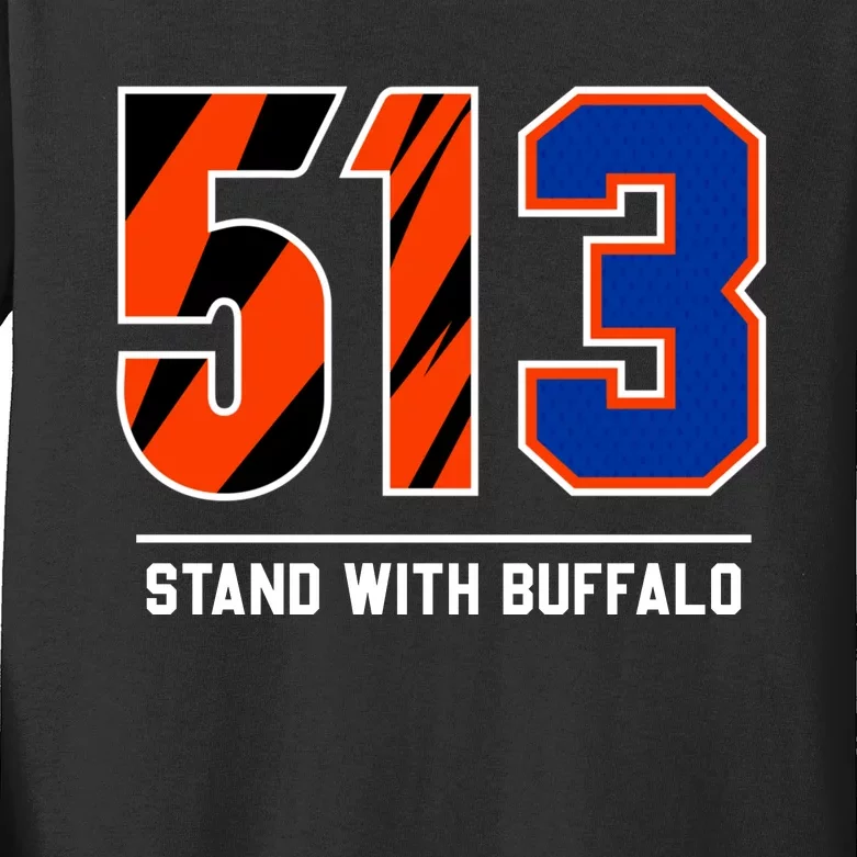 513 Stand With Buffalo Love For 3 Pray For Damar Kids Long Sleeve Shirt