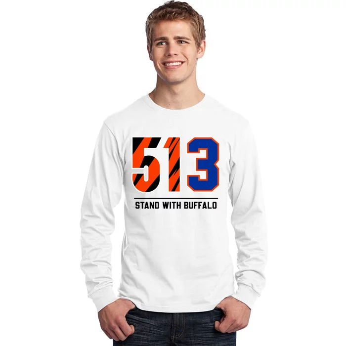 513 Stand With Buffalo Love For 3 Pray For Damar Tall Long Sleeve T-Shirt