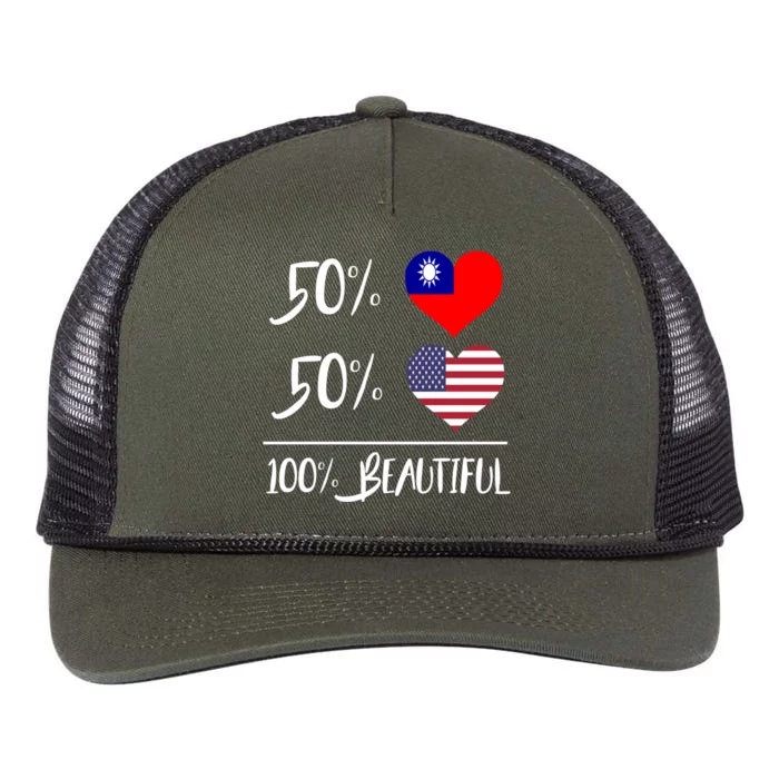 50% Taiwanese 50% American 100% Beautiful Gift Retro Rope Trucker Hat Cap