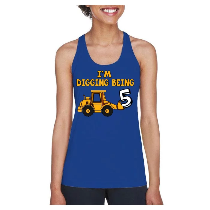 5th Birthday I'm Digging Being Five Women's Racerback Tank