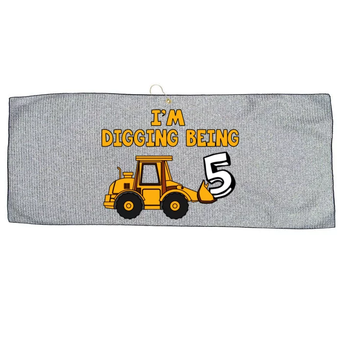 5th Birthday I'm Digging Being Five Large Microfiber Waffle Golf Towel