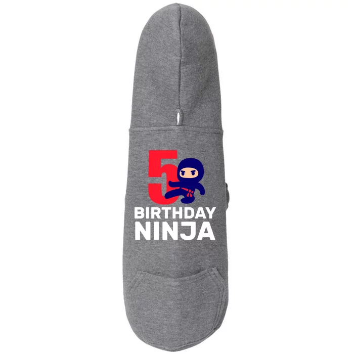 5th Birthday Ninja Doggie 3-End Fleece Hoodie