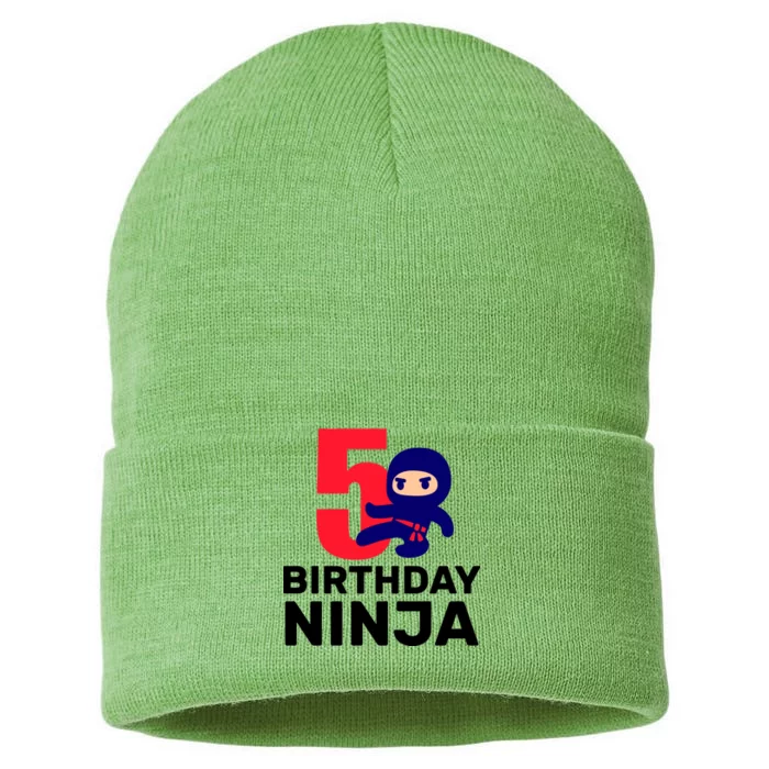 5th Birthday Ninja Sustainable Knit Beanie