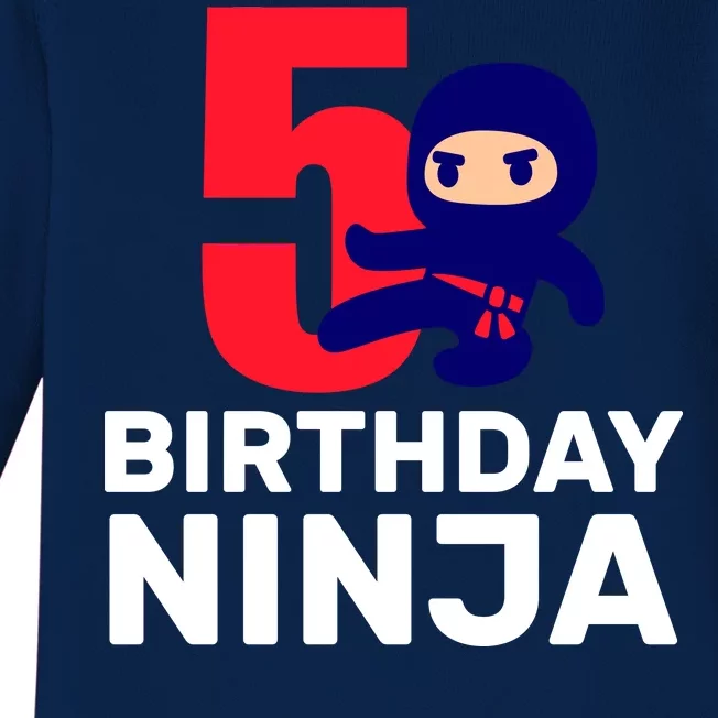 5th Birthday Ninja Baby Long Sleeve Bodysuit